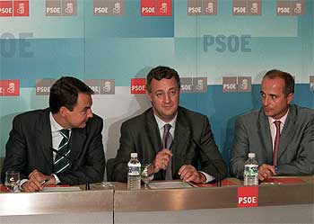 José Luis Rodríguez Zapatero, Jesús Caldera y Miguel Sebastián.