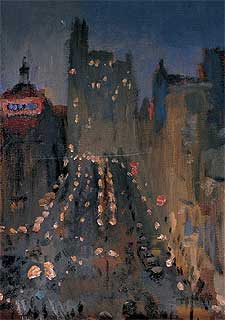 El cuadro  La Gran Vía  (1935), de Nicanor Piñole (Museo Nicanor Piñole, Gijón).