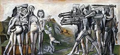  Masacre en Corea,  obra fechada en Vallauris en enero de 1951 en la que Picasso denunciaba la intervención estadounidense en Corea.