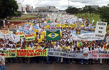 Manifestación de empleados de bingos en Brasilia, el pasado mes de marzo.