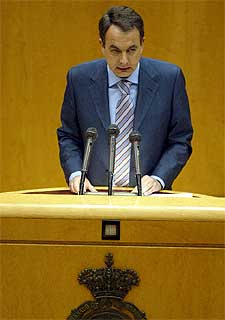 José Luis Rodríguez Zapatero, en el Senado.