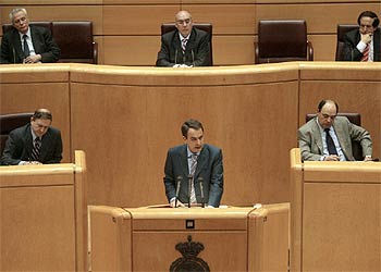 José Luis Rodríguez Zapatero, durante su comparecencia en el Senado el pasado martes.