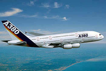 Representación del nuevo modelo A-380, de Airbus.
