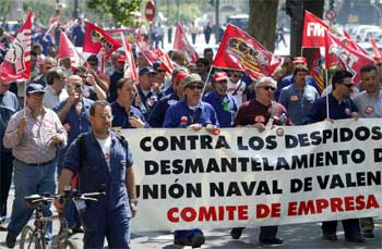 Protesta en Valencia contra los despidos en Unión Naval