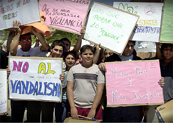 PROTESTA CONTRA LA INSEGURIDAD EN LOS CENTROS.