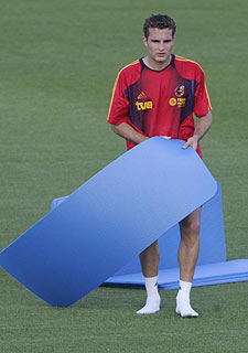 El valencianista Baraja, en el ensayo de la selección.