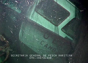 Imagen del  O Bahía,  sumergido a casi 80 metros de profundidad en la Costa da Morte.