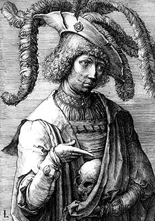  Joven sosteniendo una calavera , de Lucas van Leyden, hacia 1519 (Museo Británico).