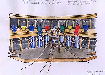 Boceto de la escenografía de Els Comediants para 'La verbena de la Paloma'.
