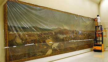 Aspecto de  La batalla de Tetuán,  de Fortuny, en la que será su ubicación permanente en el Museo Nacional de Arte de Cataluña.