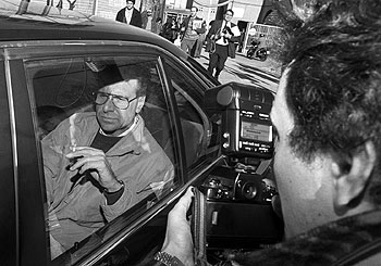 Benedicto Alfaro, a la salida de la cárcel de Carabanchel en noviembre de 1993.rnrn MIGUEL GENER