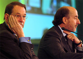 Javier Solana y Antoni Brufau, durante la reunión del Círculo de Economía en Sitges. rnrn CARLES RAMOS