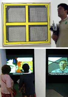  Stretcher frame with cross bars III  (1968) y dos proyeccciones sobre el artista