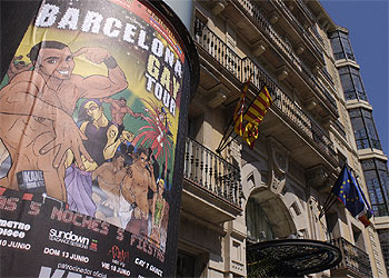 Fachada del hotel Axel, situado en el  gayxample  de Barcelona.