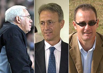 Luis Aragonés, Benito Floro y Víctor Fernández (de izquierda a derecha).