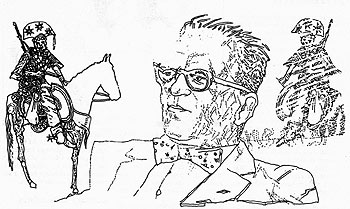 João Guimarães Rosa, el gran clásico de la literatura brasileña, en un dibujo de Justo Barboza.