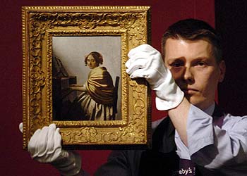 Un momento de la subasta de   Mujer joven sentada ante el virginal,  de Vermeer (hacia 1670).