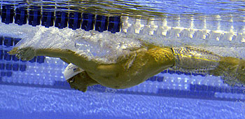 Phelps, durante las series de 200 mariposa, donde hizo ya el mejor tiempo, con 1m 56,66s.