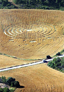 Rastros circulares sobre el trigo