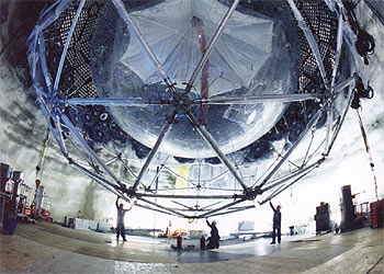 El detector de neutrinos de Sudbury durante su construcción.