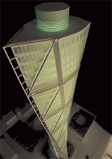 Maqueta del Turning Torso de Santiago Calatrava en Mälmo.