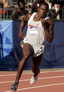 Shawn Crawford, durante las pruebas de 200 metros en las selecciones olímpicas de EE UU.