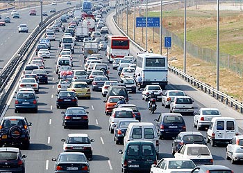 Aspecto que presentaba a primera hora de la mañana de ayer la Ronda Oeste de Málaga en dirección a Algeciras.