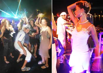 Dos caras de las fiestas en el  Nightology boat.  
