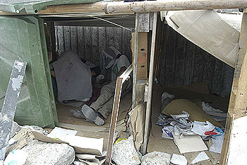 Inmigrantes argelinos, en contenedores abandonados en el puerto de Ceuta.