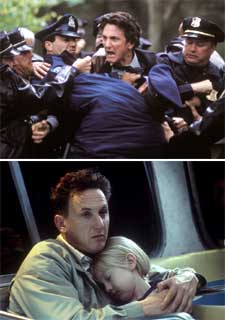 De izquierda a derecha, Sean Penn en  Yo soy Sam   y  Mystic River .