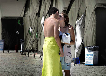Vista del Campo de la Juventud instalado en la Mar Bella, cerca del recinto del Fórum.