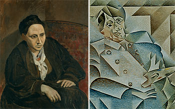 Cuadros de Pablo Picasso  (Gertrude Stein),  a la izquierda, y de Juan Gris  (Retrato de Picasso). 