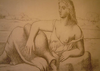  Mujer con guitarra,  de 1924.rnrn La fuente,  obra de Picasso realizada en 1921 que se exhibe en el Museo de Arte Moderno de Andros.