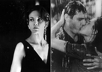 En la imagen de la izquierda, Diane Lane con Michael Paré, en una escena de  Calles de fuego.  A la derecha, junto a Wesley Snipes, en  Asesinato en la Casa Blanca,  de Dwight Little.