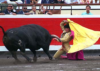 Eduardo Dávila, con su segundo toro en la plaza de Vista Alegre.