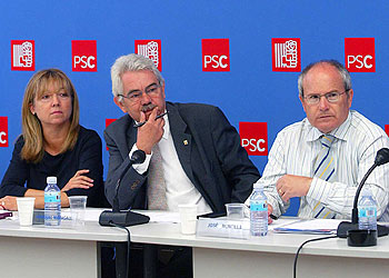 Manuela de Madre, Pasqual Maragall y José Montilla, en la ejecutiva del PSC.