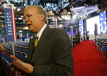 Karl Rove, el asesor político de Bush, el lunes en la convención republicana.