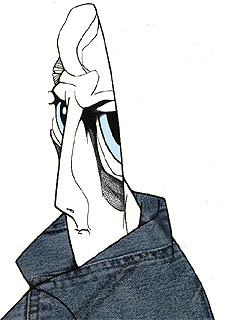 El escritor y guionista Paul Auster (Nueva Jersey, 1947) visto por Loredano.