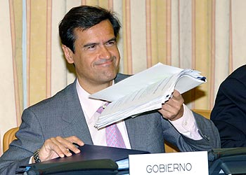 El ministro de Justicia, Juan Fernando López Aguilar, durante una comparecencia en el Congreso.