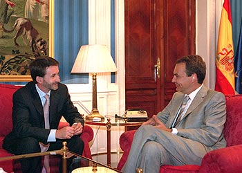 José Luis Rodríguez Zapatero y Josu Jon Imaz, en el palacio de la Moncloa.