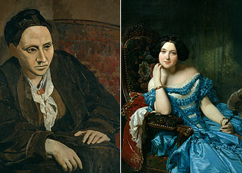  Retrato de Gertrude Stein,  de Picasso (izquierda), y  La Condesa de Vilches,  de Federico de Madrazo. Las obras estarán en la exposición del retrato en el Prado.