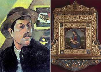 A la izquierda, imagen del  Autorretrato  de Paul Gauguin (1983). Derecha,  Conestabile Madonna,  de Rafael, que se expondrá en la National Gallery, de Londres.