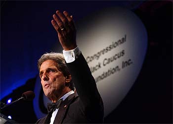 El candidato demócrata, John Kerry, se dirige a sus simpatizantes durante una reunión celebrada el 11 de septiembre.