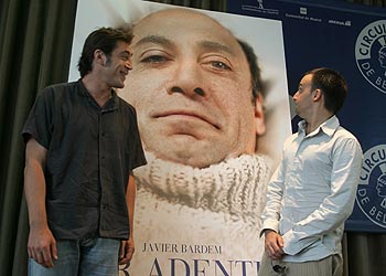 Javier Bardem y Alejandro Amenábar, en el Círculo de Bellas Artes de Madrid.
