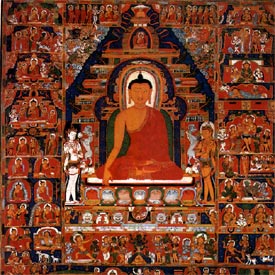 'Escenas de la vida del Buda histórico' (siglos XIII y XIV), pintura del Tíbet Central.