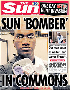 Primera página de ayer del diario  The Sun. 