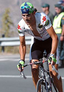 Valverde, en un momento de la cronoescalada de ayer.