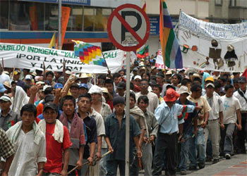Marcha indígena en Colombia