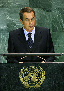 José Luis Rodríguez Zapatero se dirige a la Asamblea General.
