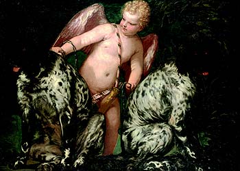  Amour aux deux chiens,  de Paolo Veronese, en rnrnel Museo del Palacio de Luxemburgo, en París.